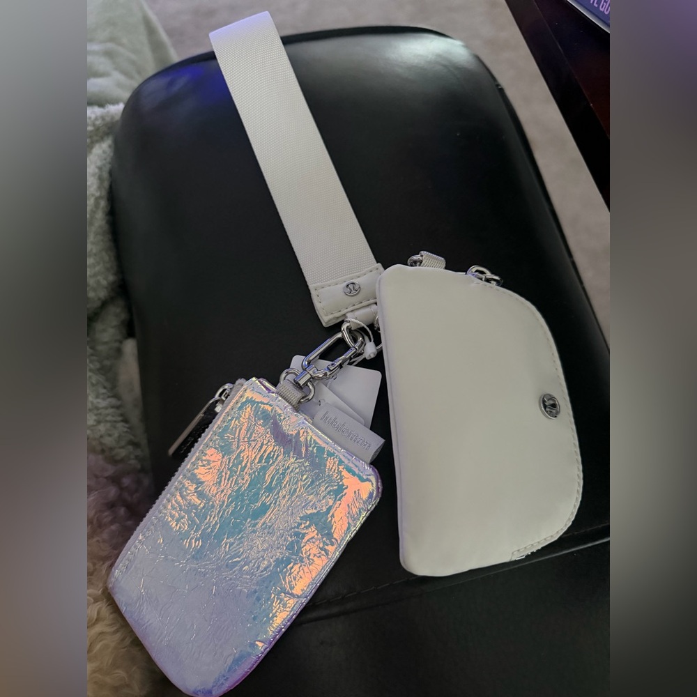 Brand new with tags Lululemon White and Iridescent Women's Wristlet Set